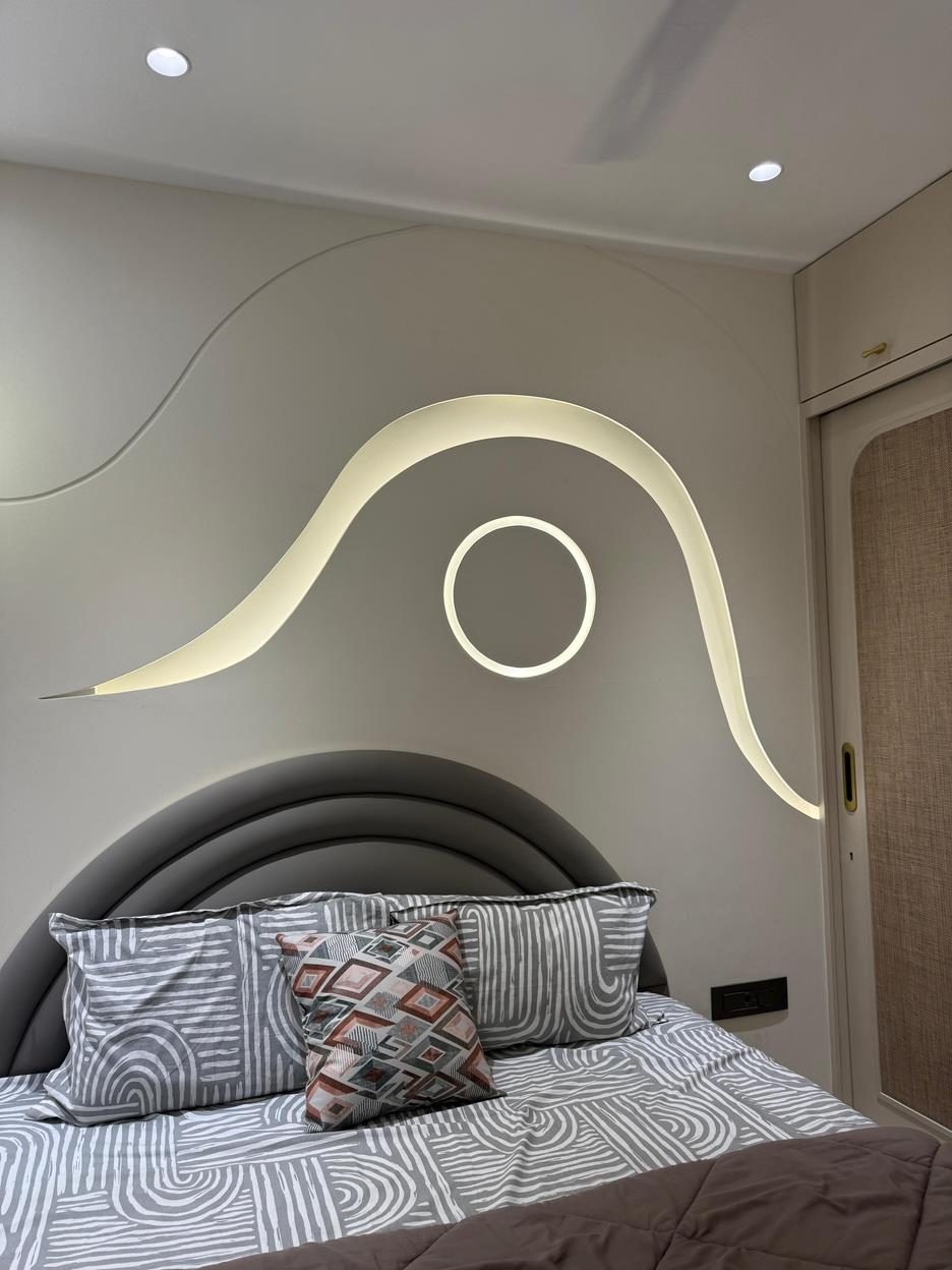 Sculpted bedroom interior in Navi Mumbai — designed by Urbanwall, among the best interior designers in Navi Mumbai.